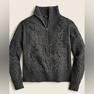 J. Crew Cable-knit half-zip sweater in Supersoft yarn